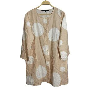 Ritva Falla Linen Tunic Blouse Top Women Size XS Geo Button Shirt Relaxed Pocket
